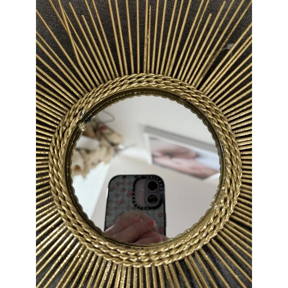 PIER 1 Petite Gold Burst SUNBURST STARBURST MIRROR WALL ART / 15